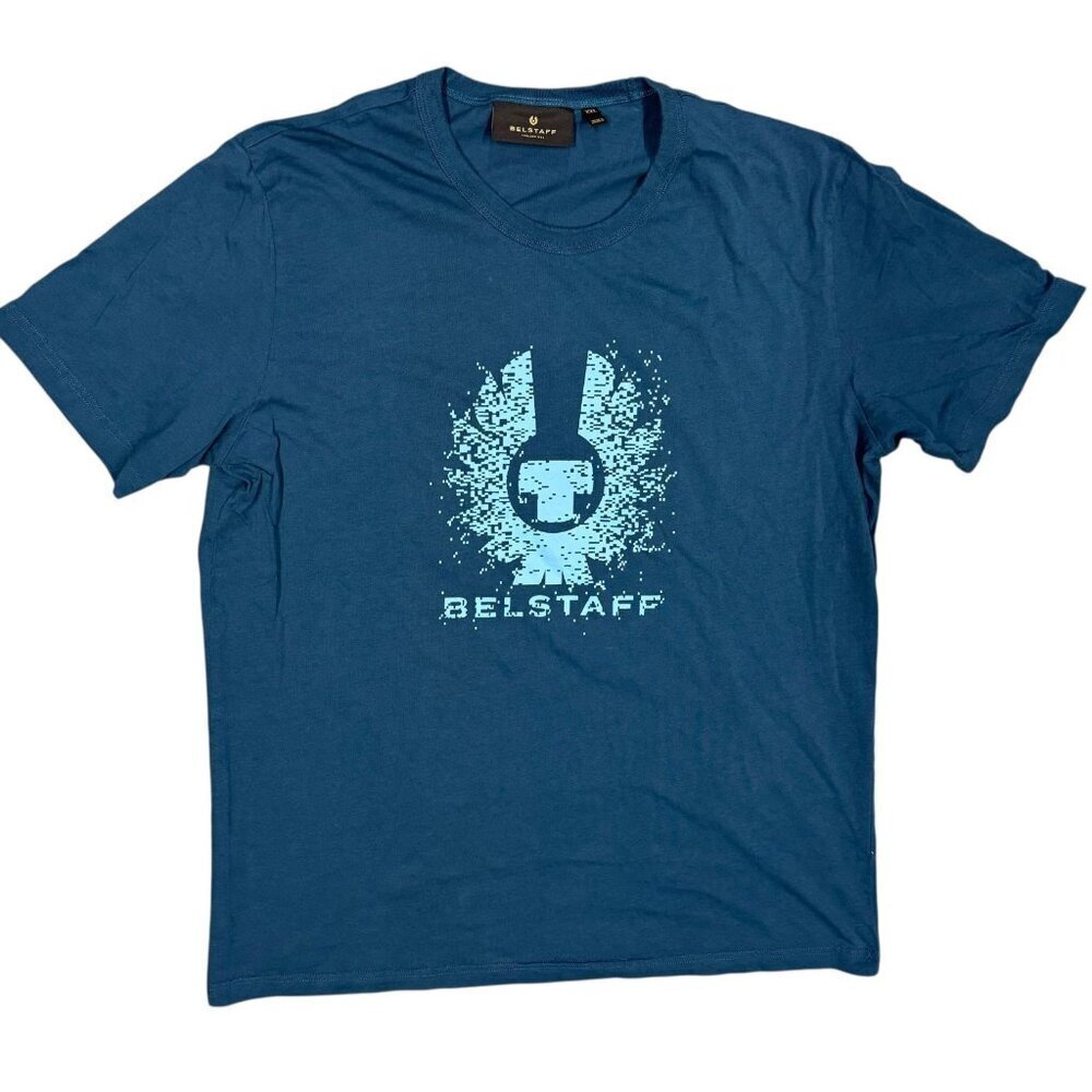 Belstaff England TShirt Blue Graphic Short Sleeve Cotton XXL